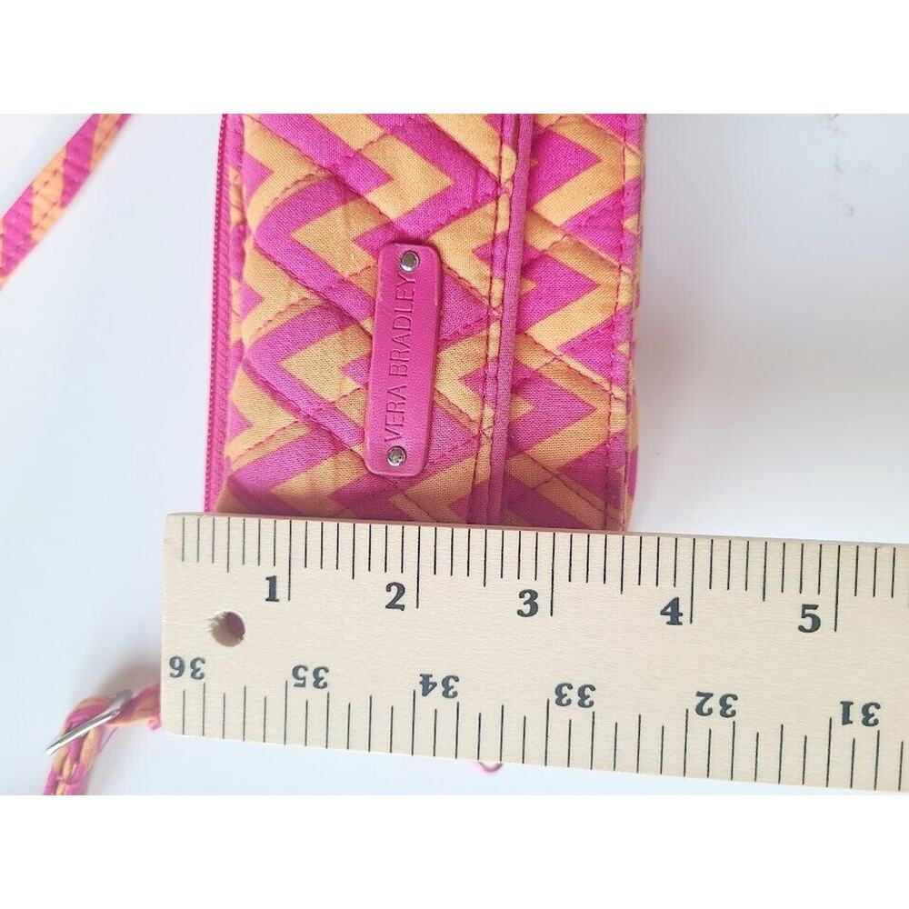 Vera Bradley All‎ In One Cell phone Crossbody Wallet Ziggy Zags Pink Orange - Picture 5 of 9